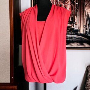 ELIE. (M) ELIE TAHARI Sleeveless  Pleated Front Vibrant Blouse